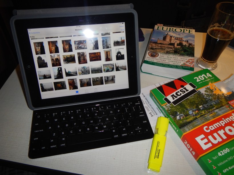 #1 travel option... the iPad. On the job 7 days a week and often operating night and day. 2 great books; DK Eyewitness Europe and ACSI campground guide.  