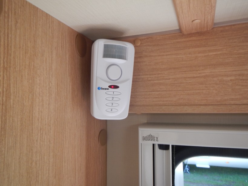 Inexpensive motion detector we purchased from Canadian Tire. On occasion it really helped to provide us with a good "false sense of security". 