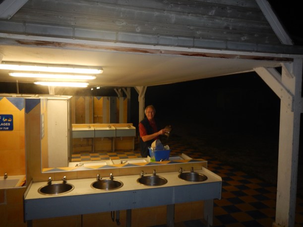 Doing dishes at a campground in Northern France.