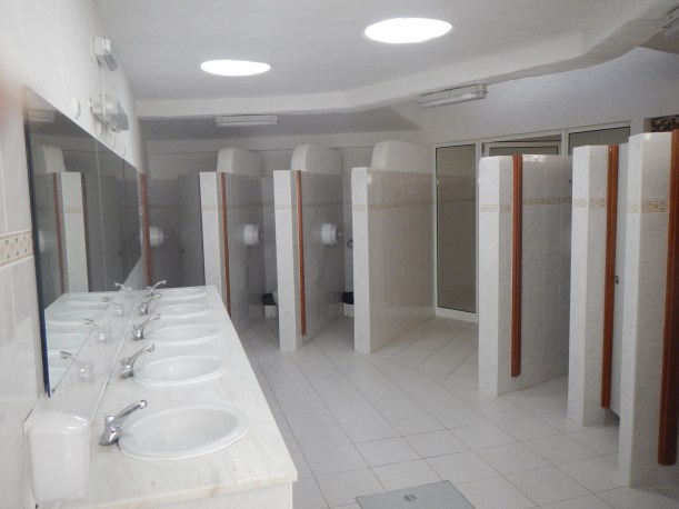 Campground shower facilities in southern Spain.