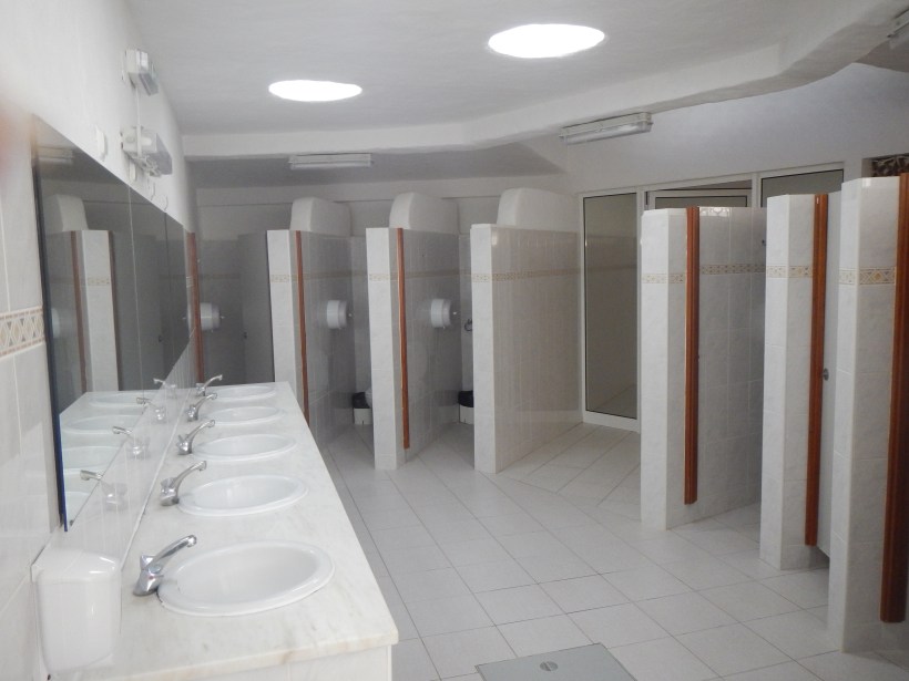 Campground shower facilities in southern Spain.