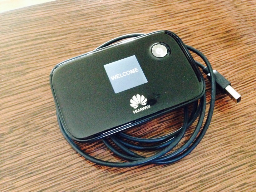 Huawei 4G Mobile WiFi Hotspot. A local SIM card is required.